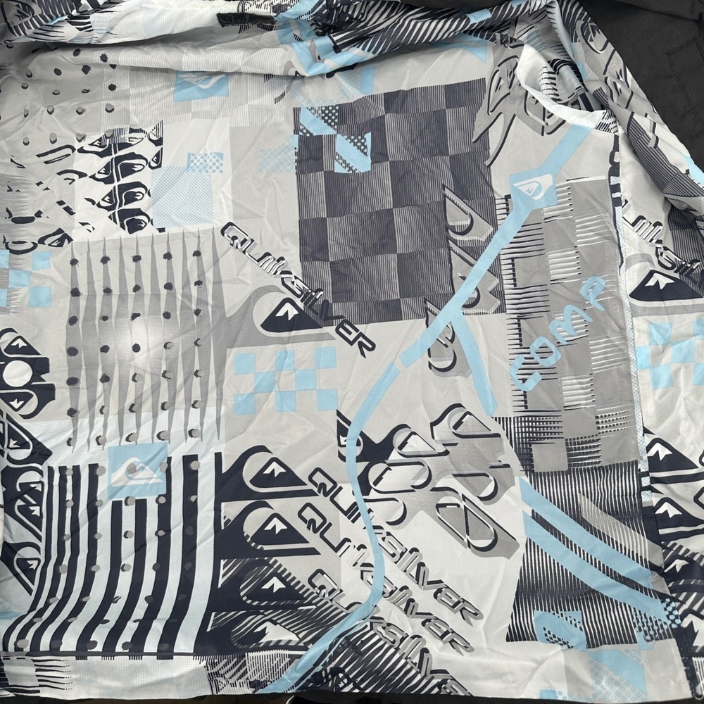 Y2K Quiksilver Mens Full Zip Jacket Windbreaker Large Graphic Print Streetwear - Picture 8 of 14